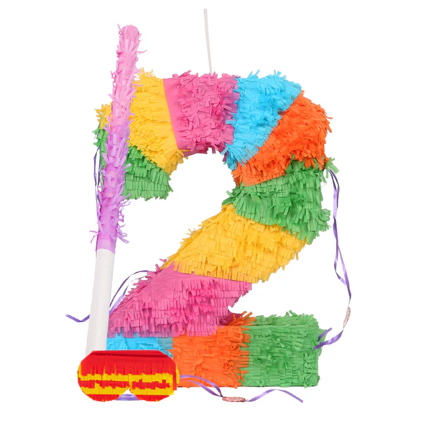Fax Potato Large Number 2 Pinata Party Set - Pink Stick