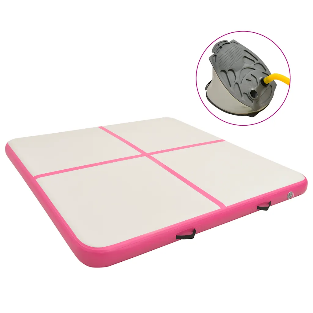 VidaXL Inflatable Gymnastics Mat with Pump 200x200x15 cm PVC Pink