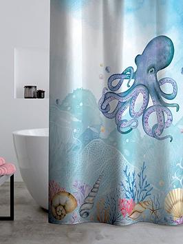  Octopus 180X180Cm Shower Curtain Blue