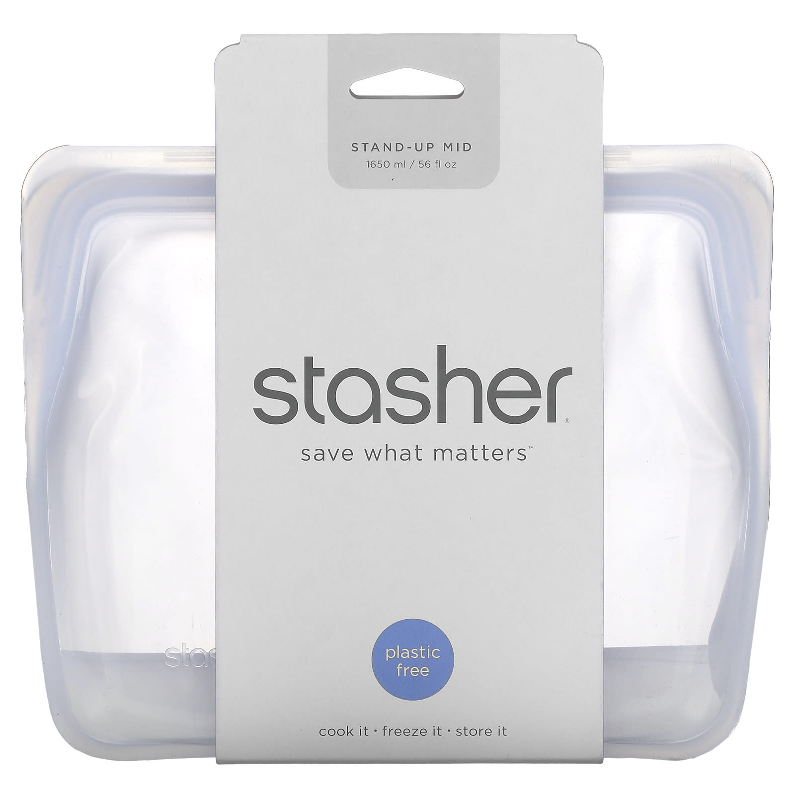 Stasher - Silicone Reusable Stand Up Bag - Clear