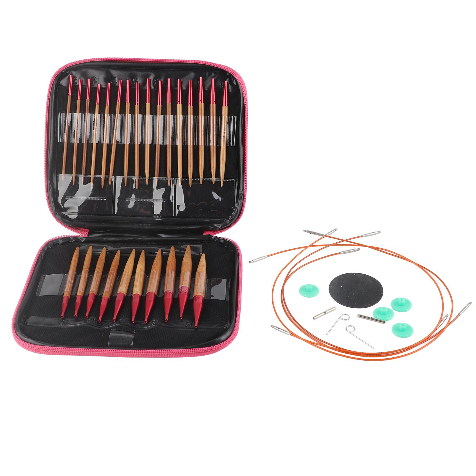 Neoglint Interchangeable Carbonized Bamboo Needles Set Aluminum Circular Knitting Needles Ring Set