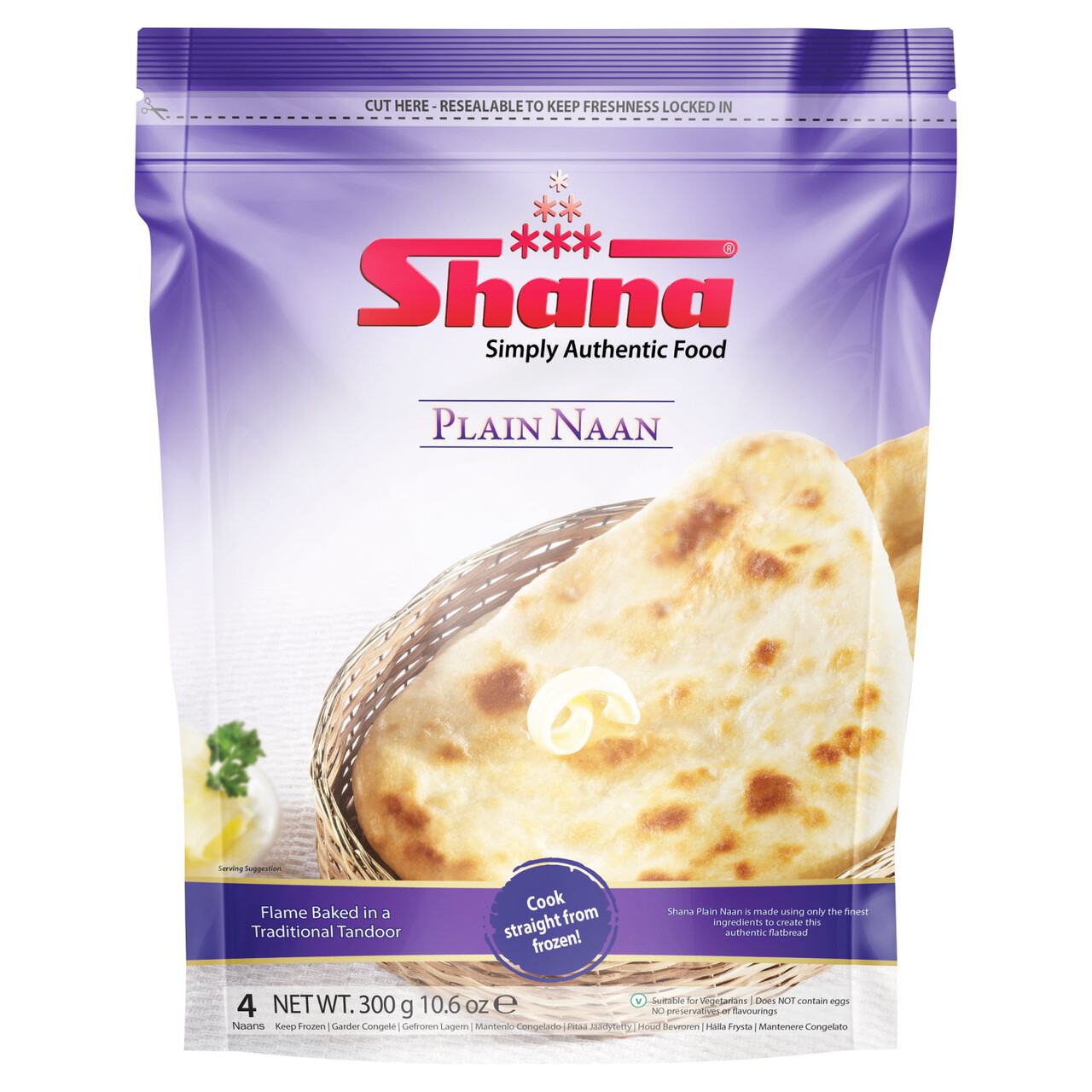 Shana Frozen Plain Naan (4 in a Pack)