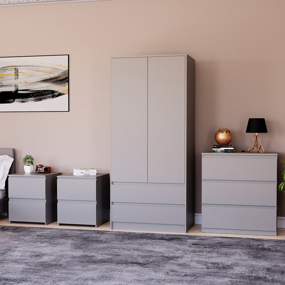 Denver Grey 4 Piece Bedroom Furniture Set