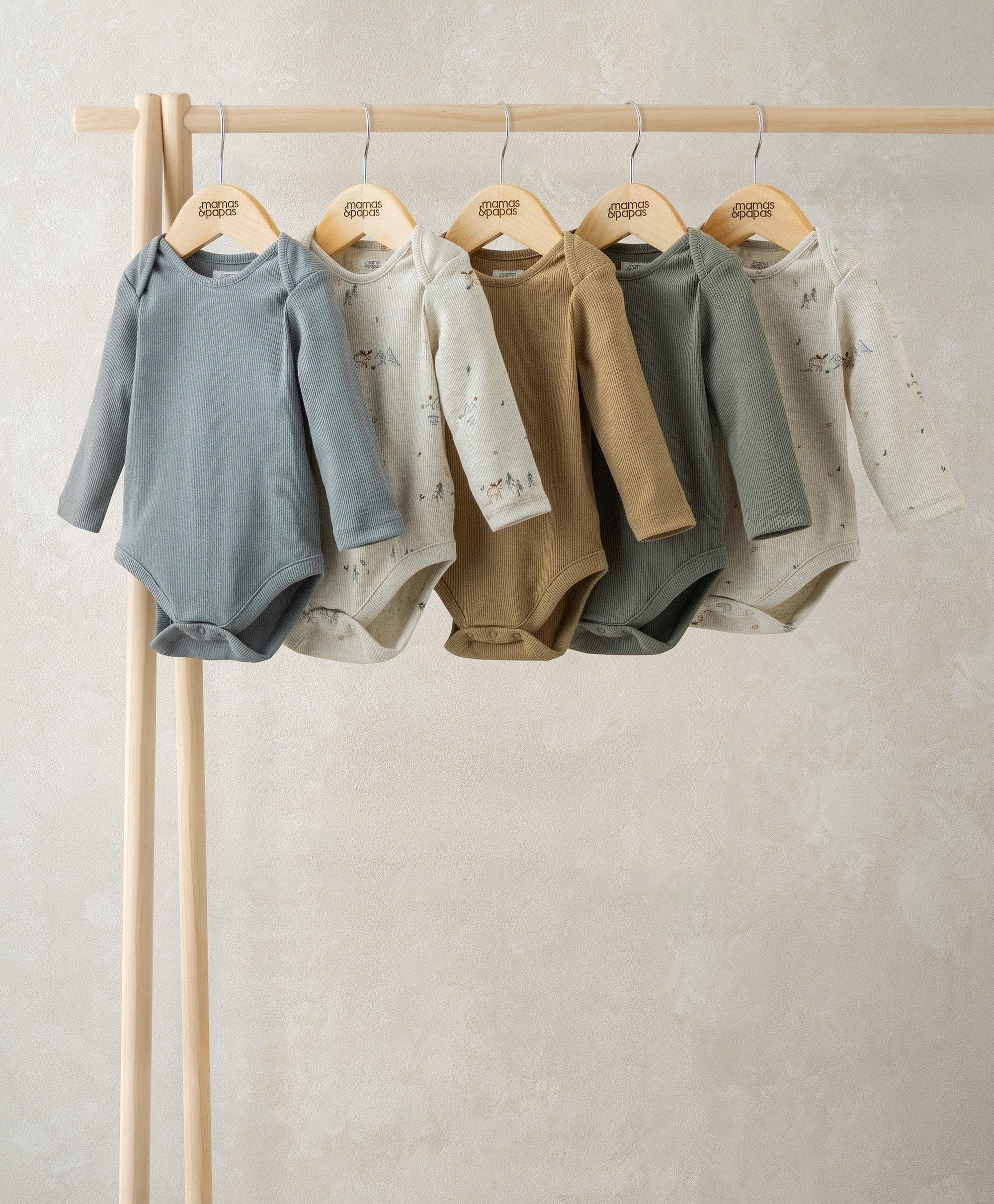 Mamas & Papas Moose Longsleeve Bodysuits (Pack of 5)