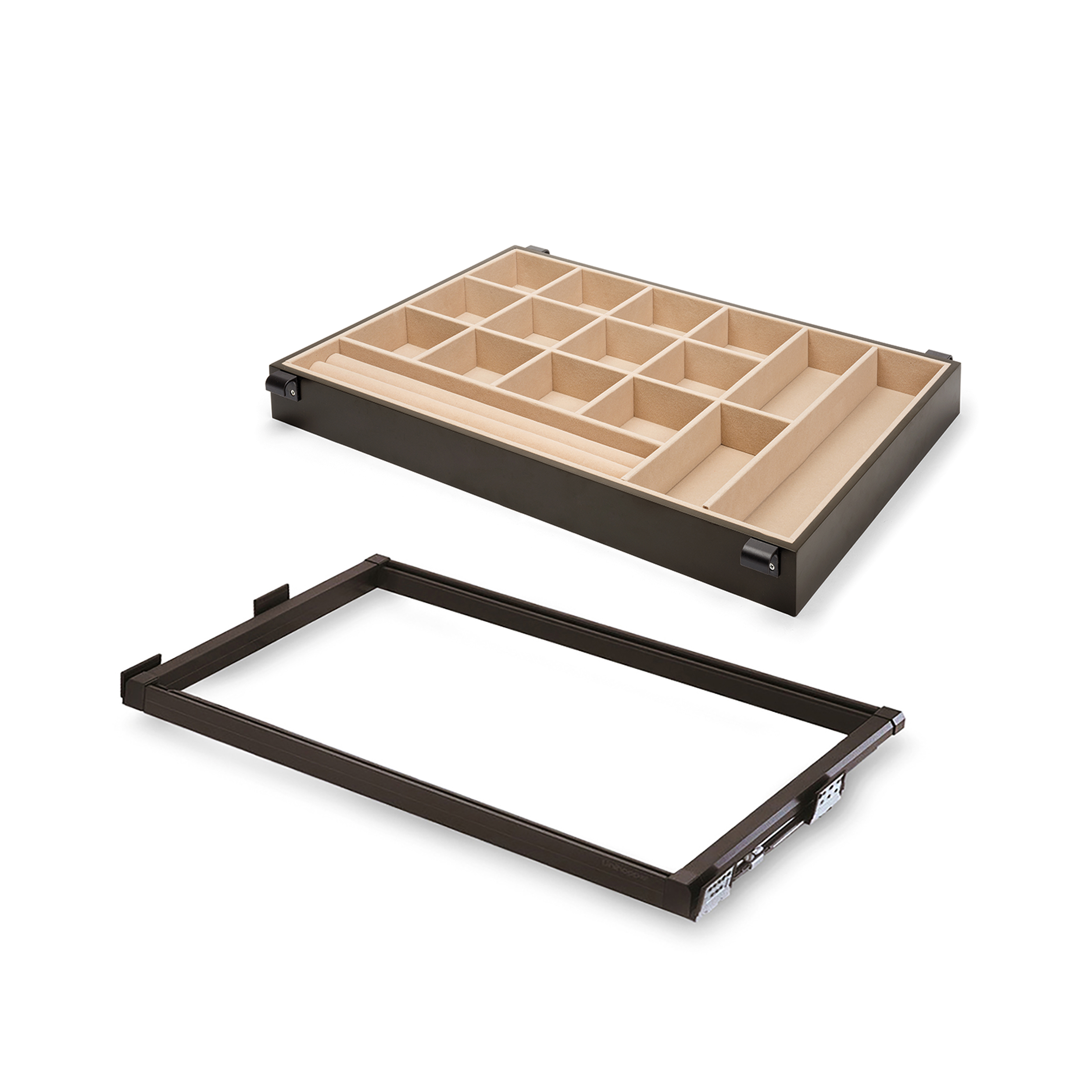 EMUCA Kit di guide e cassetto organizzatore Moka per modulo 800 mm in finitura verniciata moka