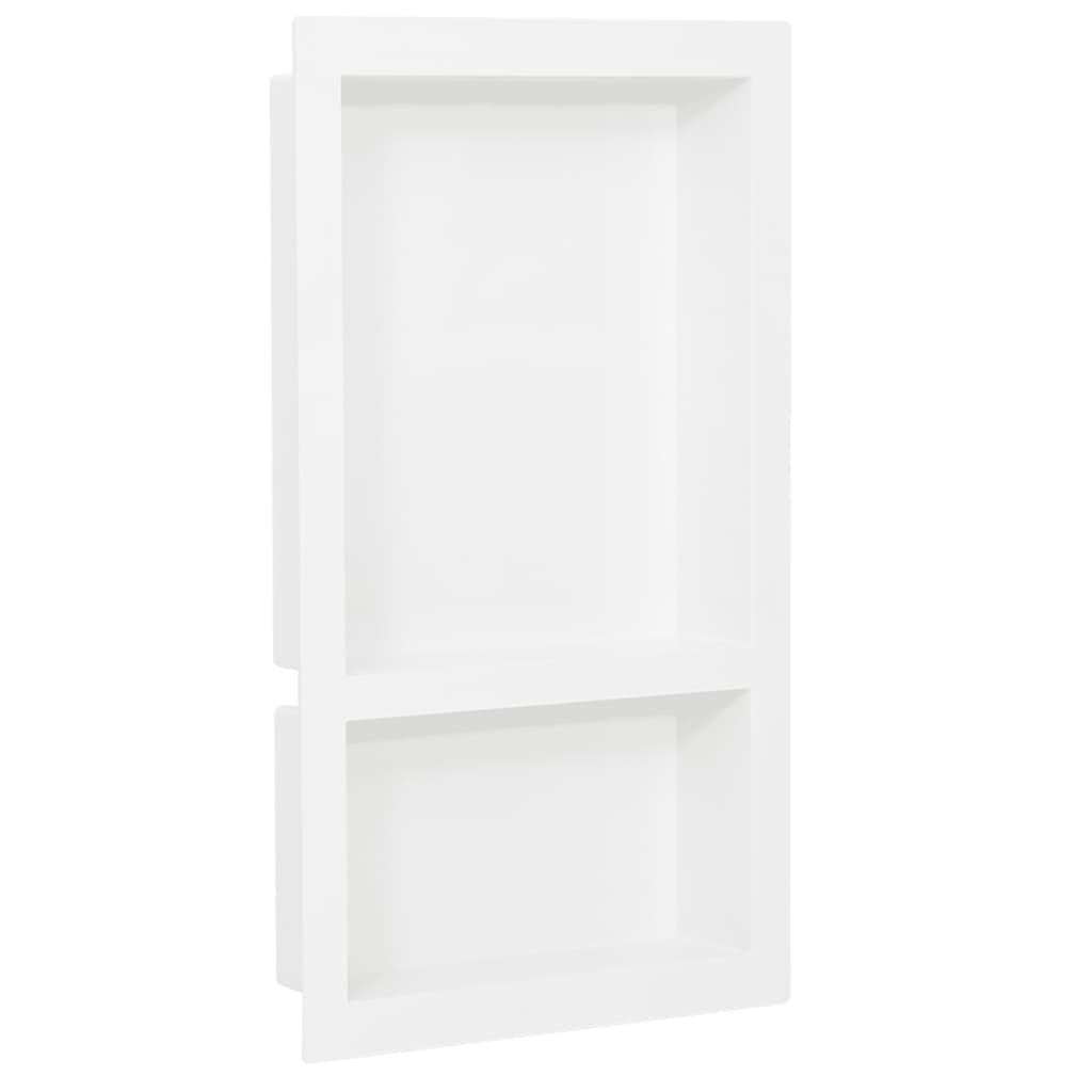 VidaXL Shower Niche with 2 Compartments High Gloss White 41x69x9 cm