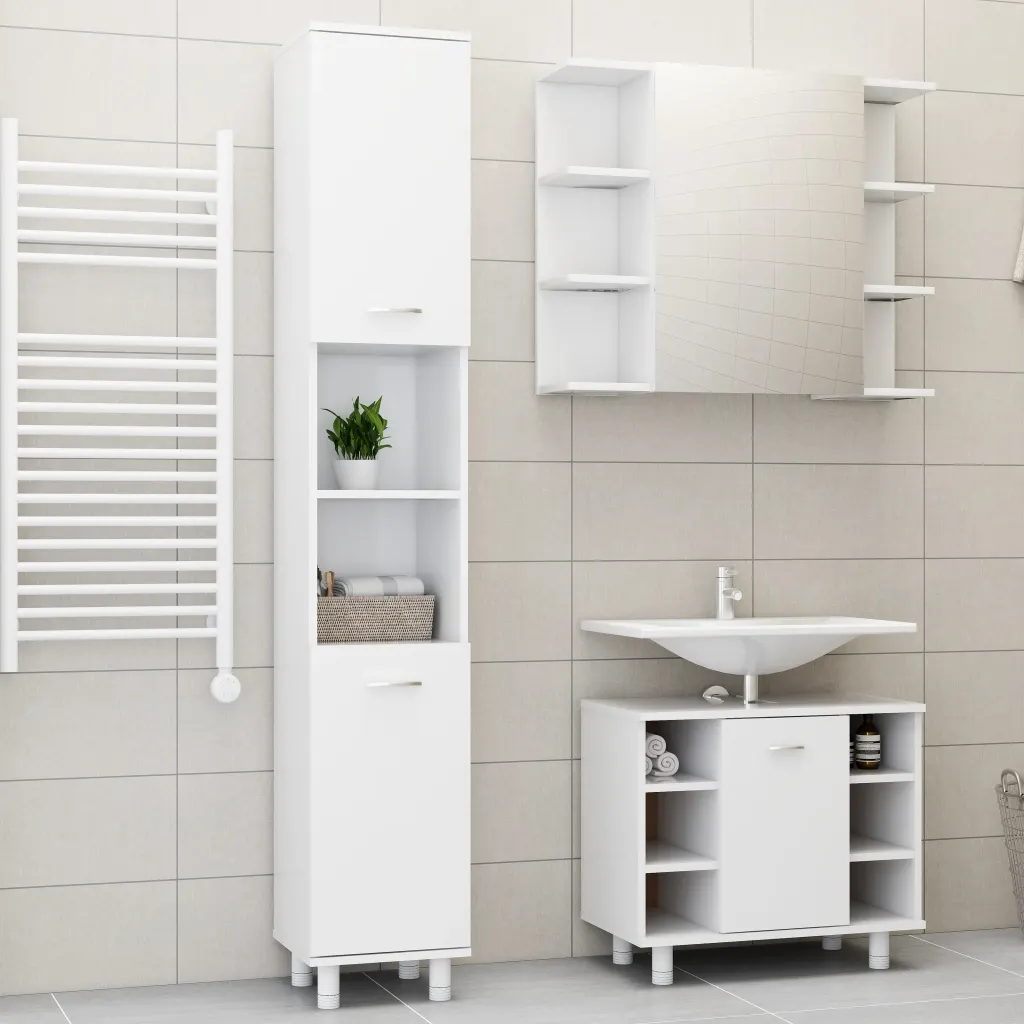 VidaXL 3 Piece Bathroom Furniture Set White Chipboard