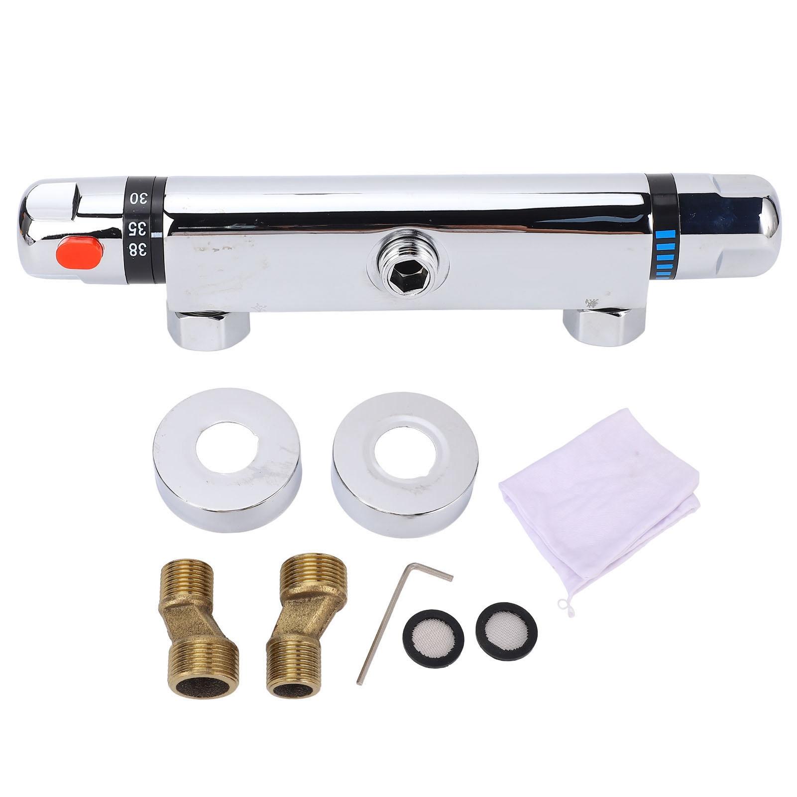 Konnwei Modern Chrome Thermostatic Shower Mixer Bar Replacement Valve Outlet Home Bathroom Accessory white