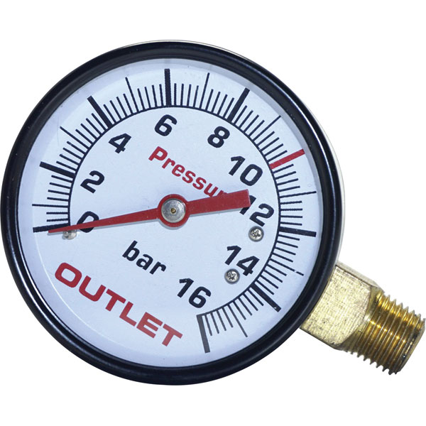 Aerotec 9052069 Manometer Connector 63mm 16 Bar Vertical 1/4" AG