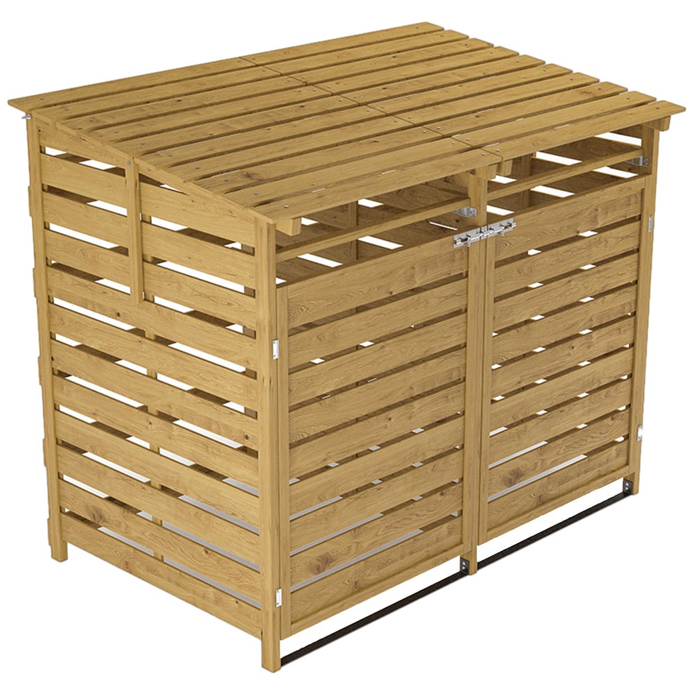 Living And Home 2 Door Spruce Wood Lockable Outdoor Bin Storage Shed