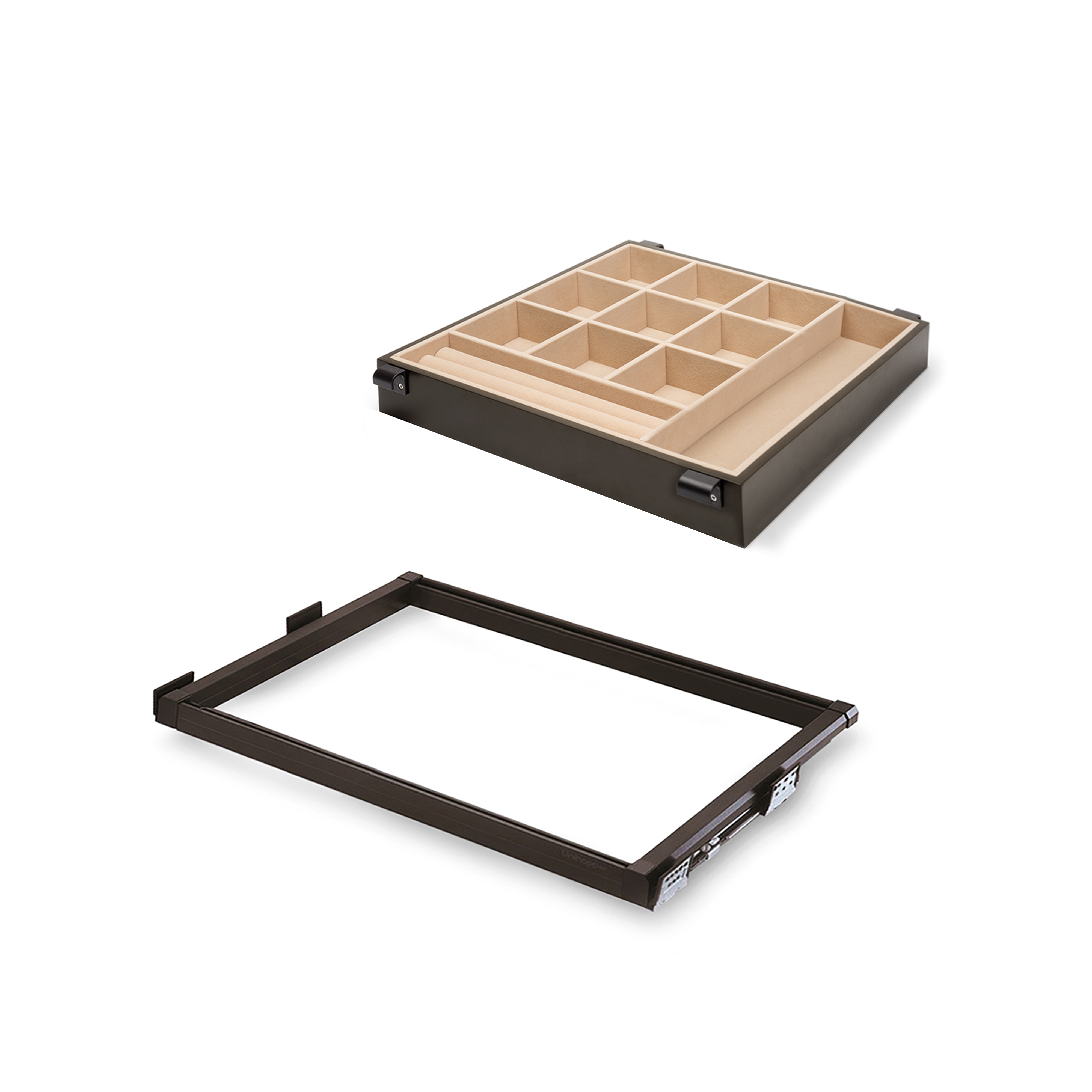 EMUCA Kit di guide e cassetto organizzatore Moka per modulo 600 mm in finitura verniciata moka