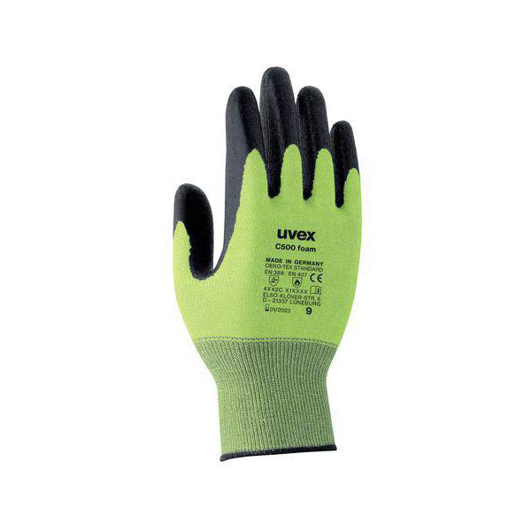 Uvex C500 foam Lime/Anthracite Bamboo, Fibreglass, HPPE, Polyamide Cut Resistant Work Gloves, Size 9, Large, Foam, HPE