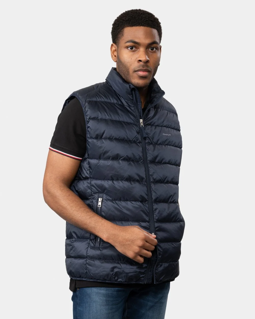 Gant Mens Light Down Gilet Colour: 433 Evening Blue, Size: M