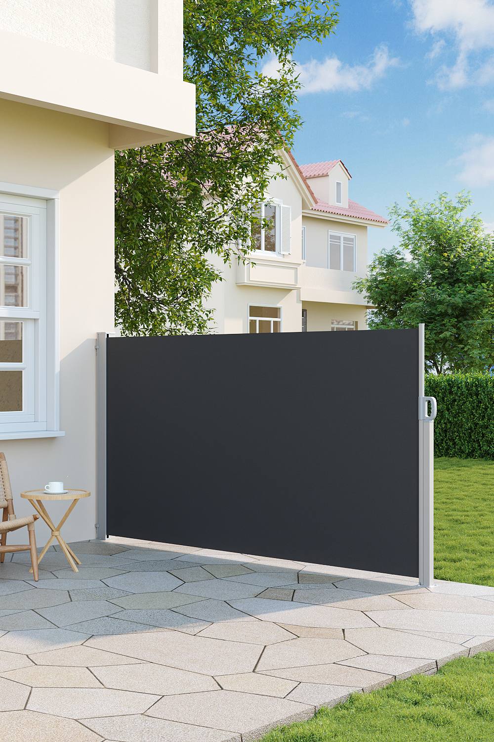 Living And Home 3m W Retractable Privacy Side Awning