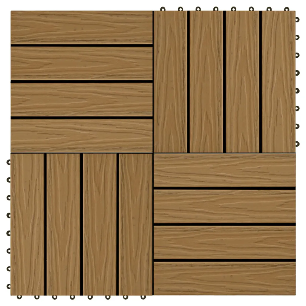 VidaXL 11 pcs Decking Tiles Deep Embossed WPC 30x30cm 1sqm Teak Colour