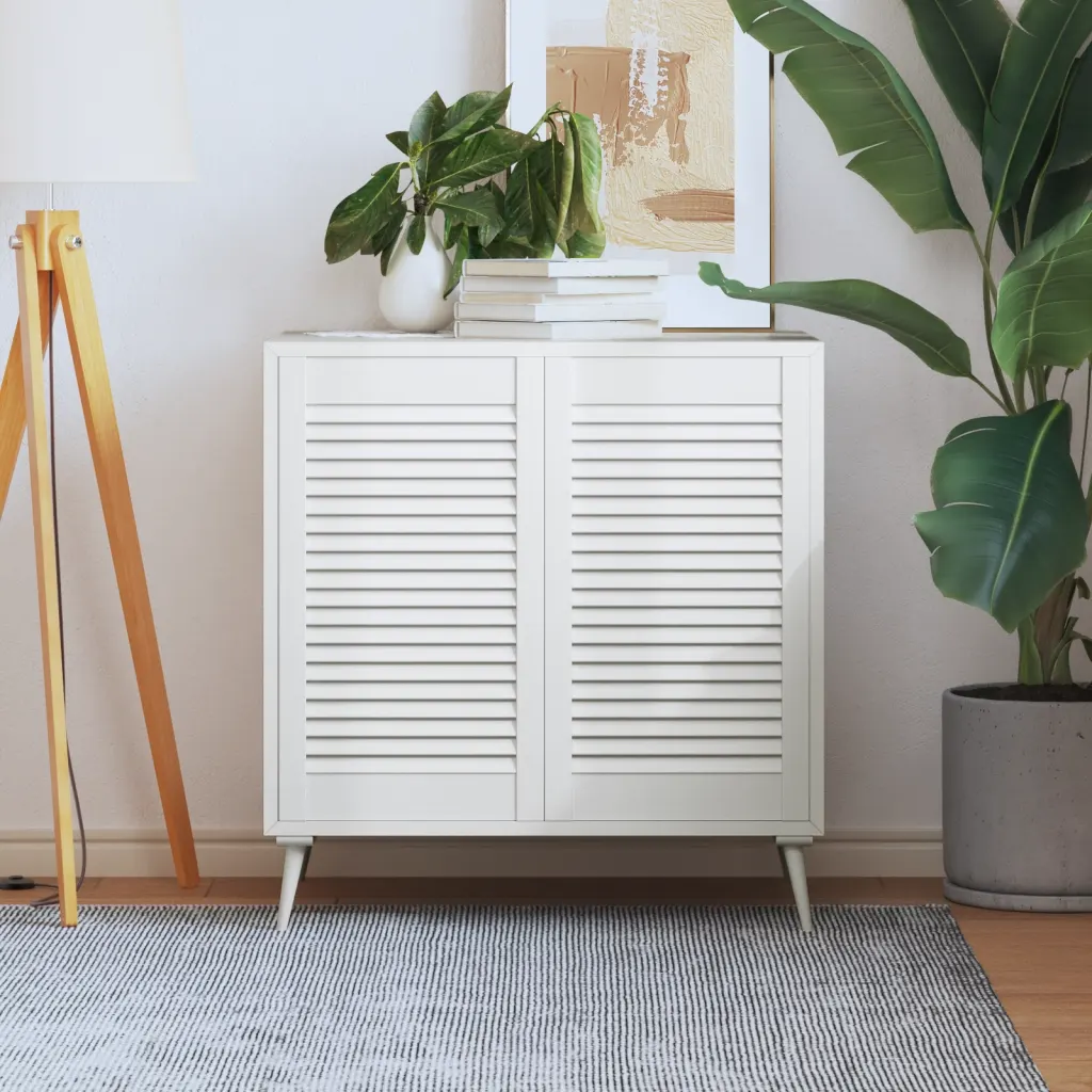 VidaXL Louvred Doors 2 pcs Solid Pine Wood White 69x39.4cm