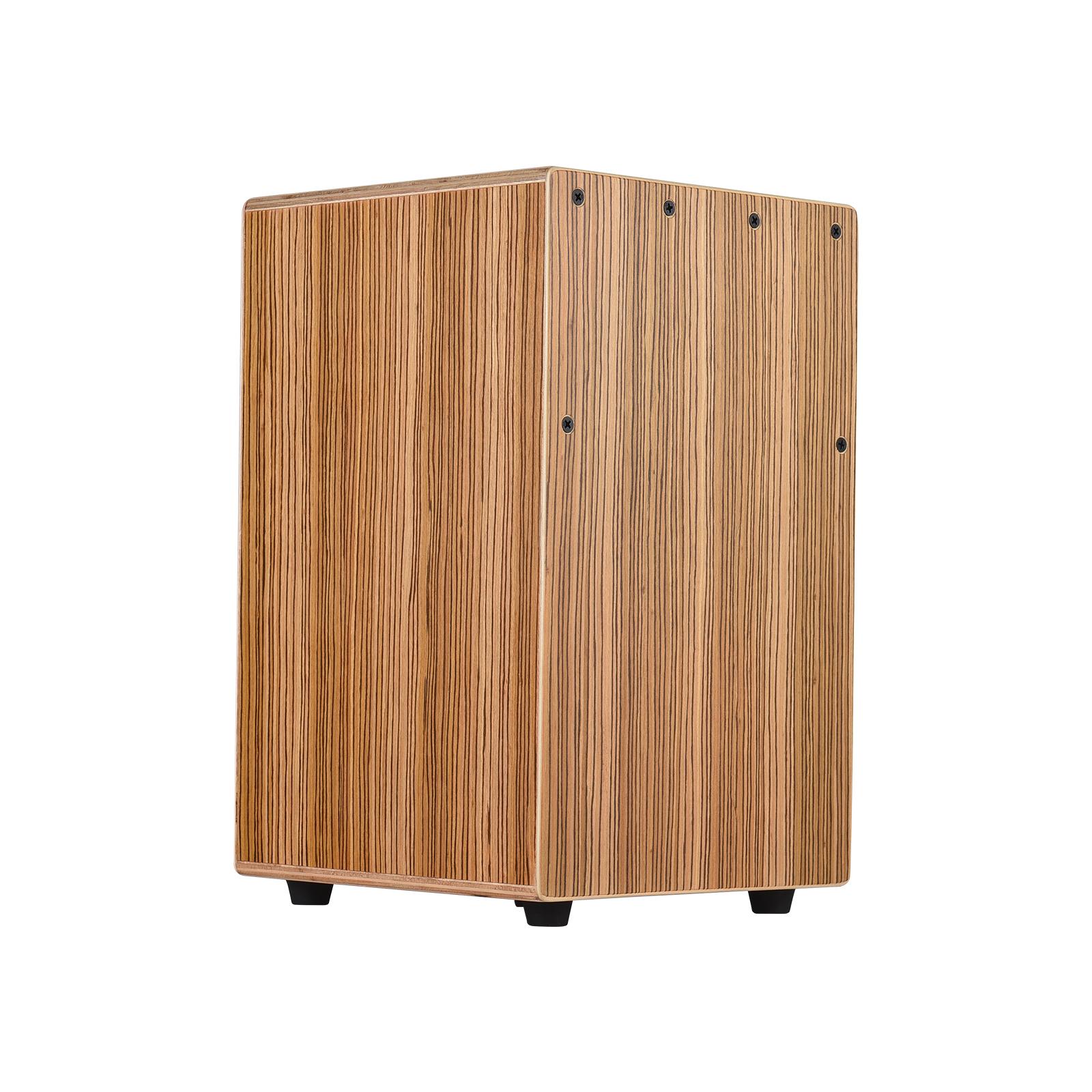 TOMTOP JMS Cajon Drum Box Wooden Drum Hand Drum Smooth Glossy Surface Percussion Instrument Zebra Wood for Adult Style