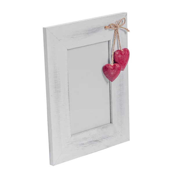 Nicola Spring Rustic Red Hearts Photo Frame - Wooden Portrait Table Standing Picture Display Frames - 4 X 6"