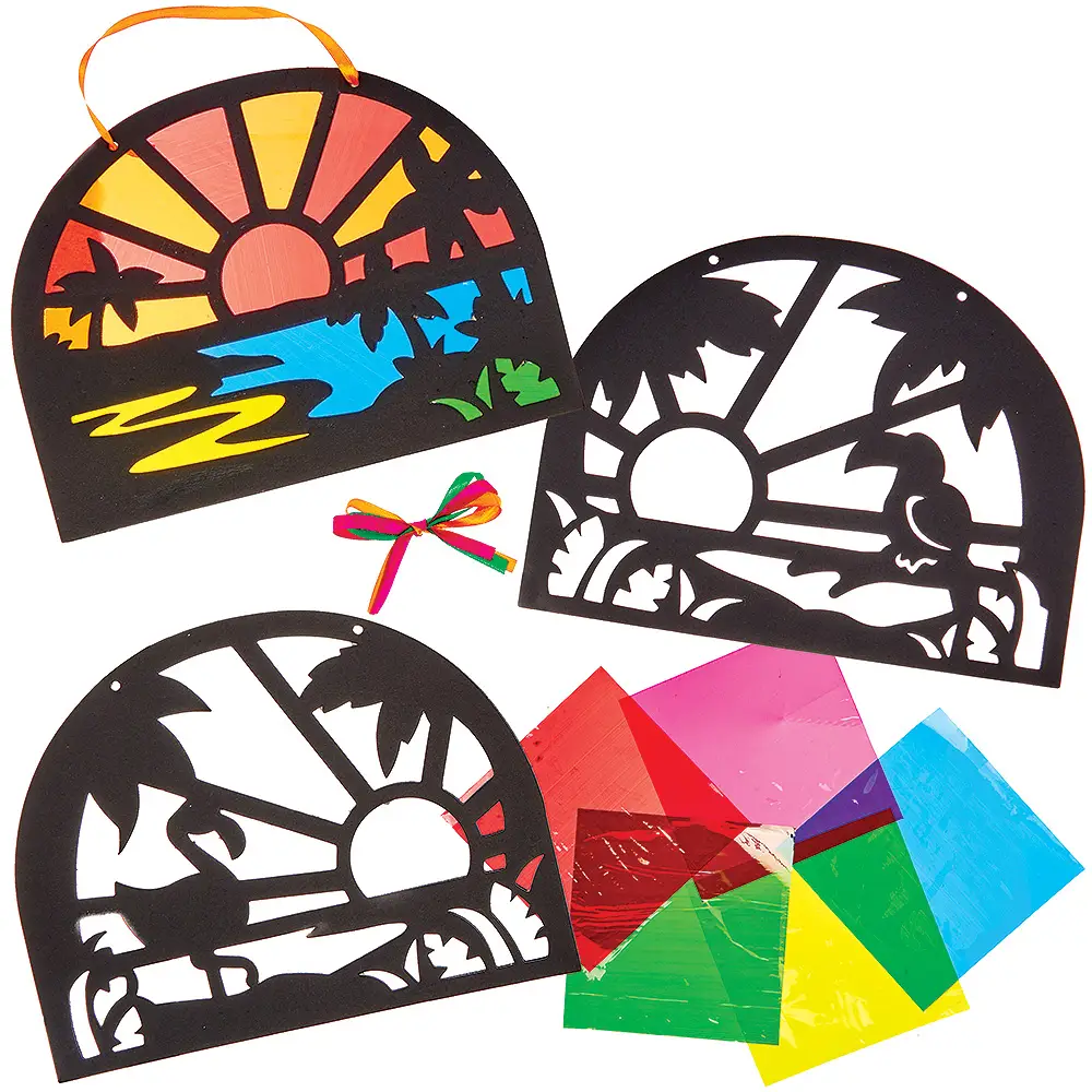 Baker Ross Tropical Stained Glass Decoration Kits (Pack of 6)
