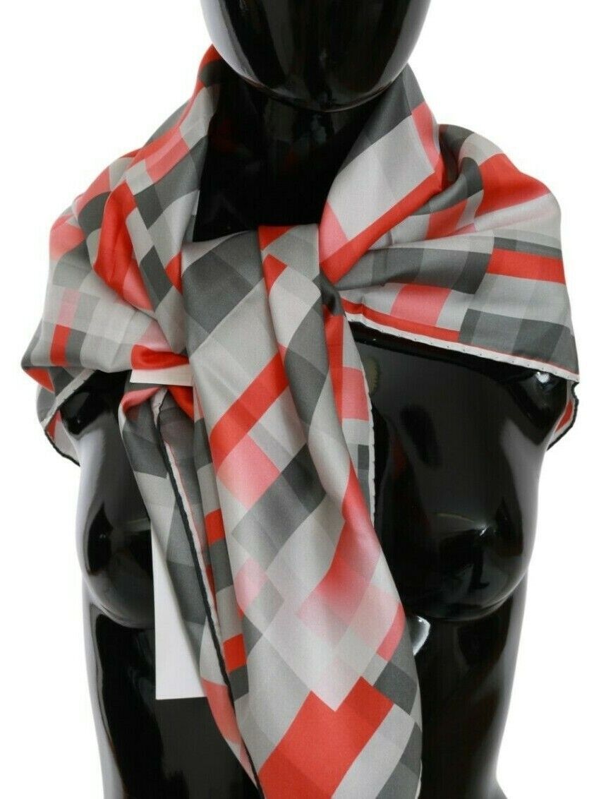 Costume National Silk Scarf Geometric Print - Gray Scarves
