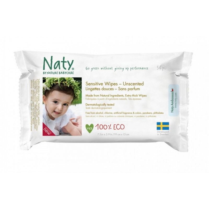 Naty Nature Baby Sensitive Wipes - Unscented 390g