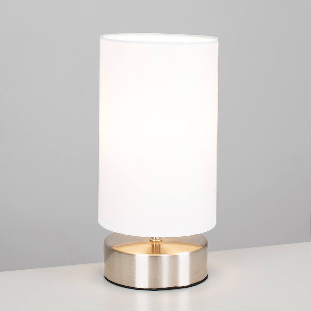Value Lights Francis Brushed Chrome Touch Table Lamp with White Shade
