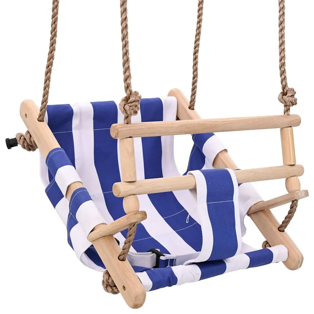 VidaXL Baby Swing with Safety Belt Cotton Wood Blue