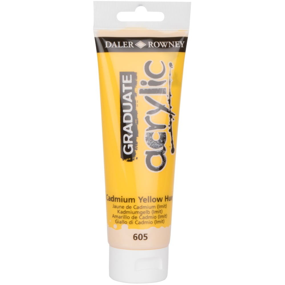 The Works Daler-Rowney Graduate Acrylic 120ml Paint Tube Cadmium Yellow