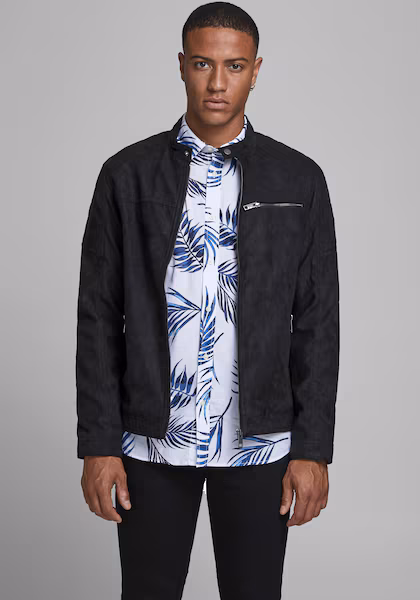 Jack & Jones JJEROCKY Men's Leather jacket in Black