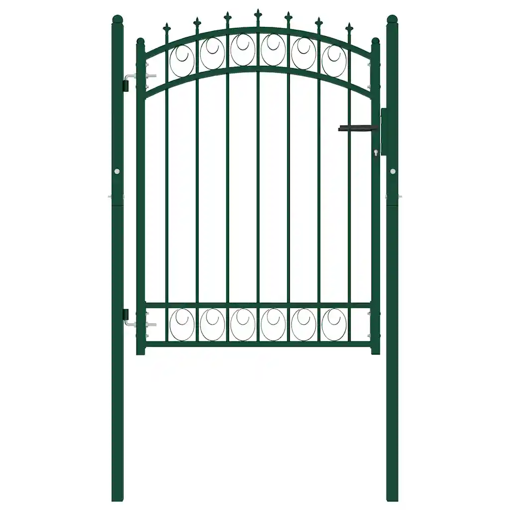 VidaXL Fence Gate with Spikes Steel 100x125 cm Green