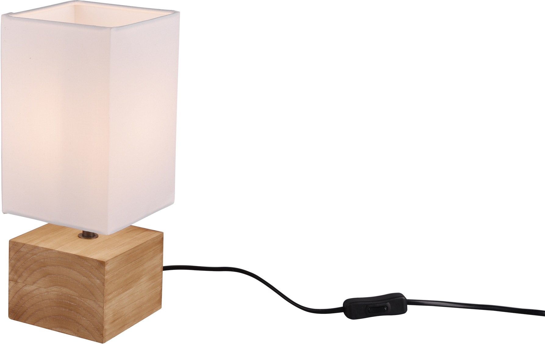 Reality Leuchten Woody table lamp with wooden base, 12 cm x 12 cm