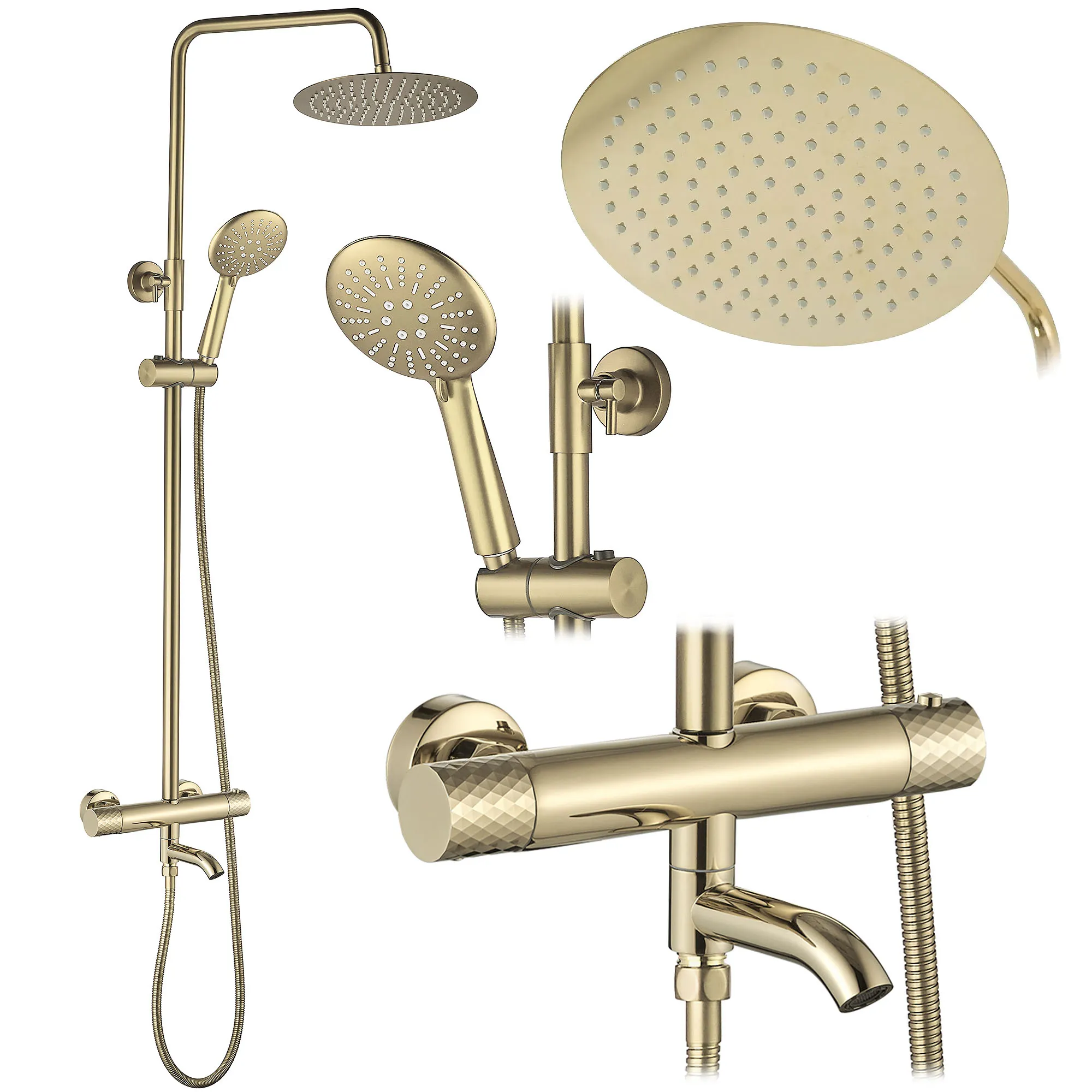 Rea Shower Set Rea Lungo Diamond Gold , Brass
