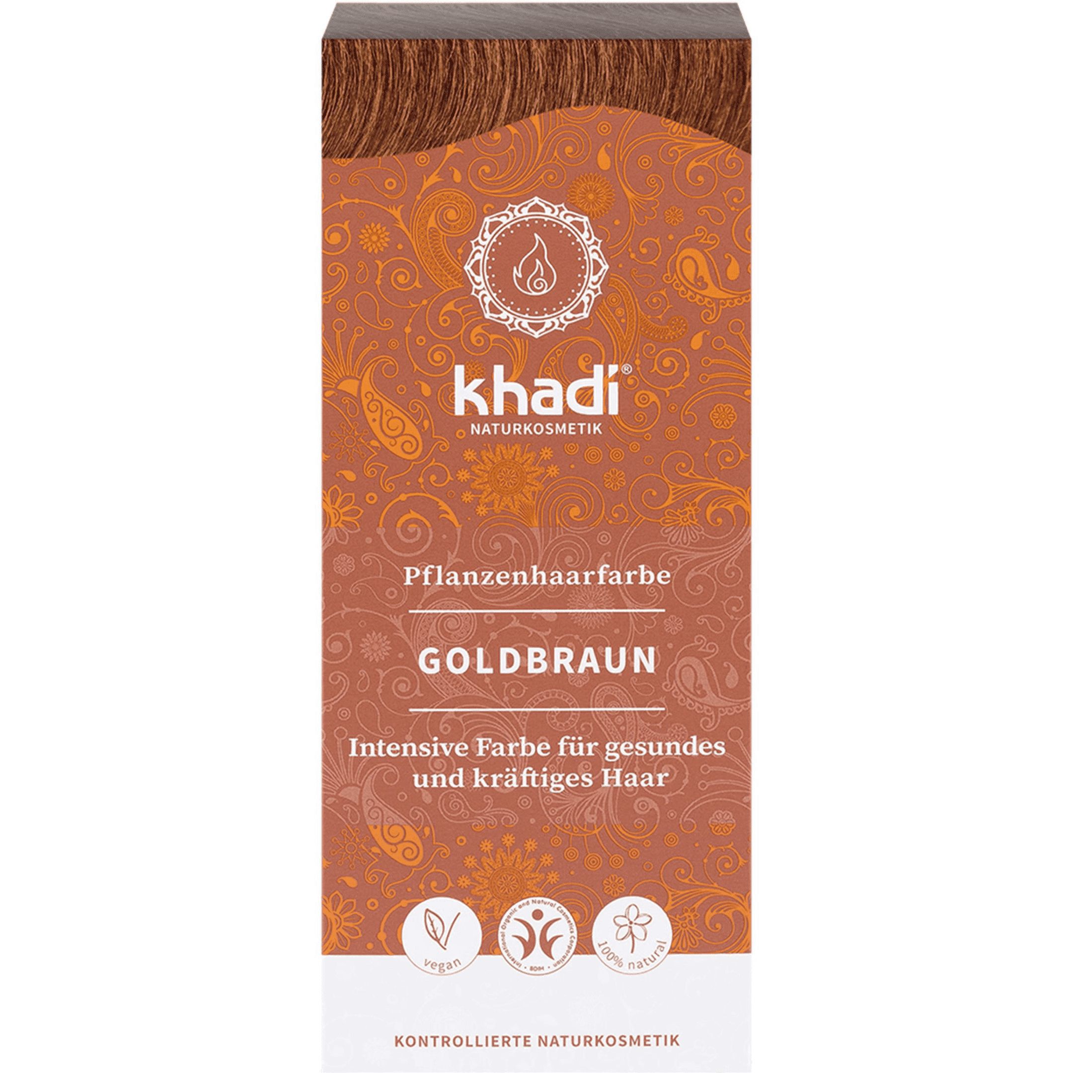 Khadi Natural Permanent Hair Colour Powder Golden Brown 100g