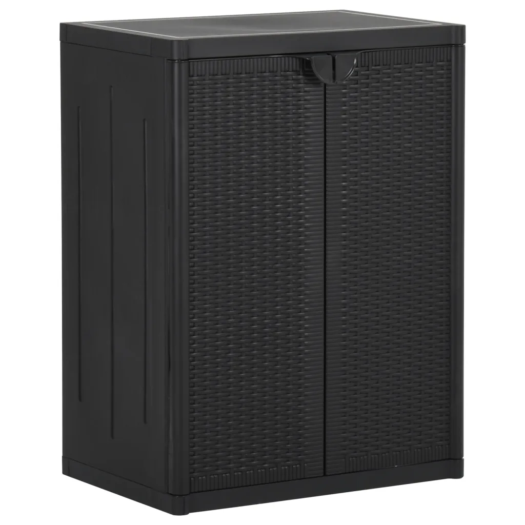 VidaXL Garden Storage Cabinet Black 65x45x88 cm PP Rattan