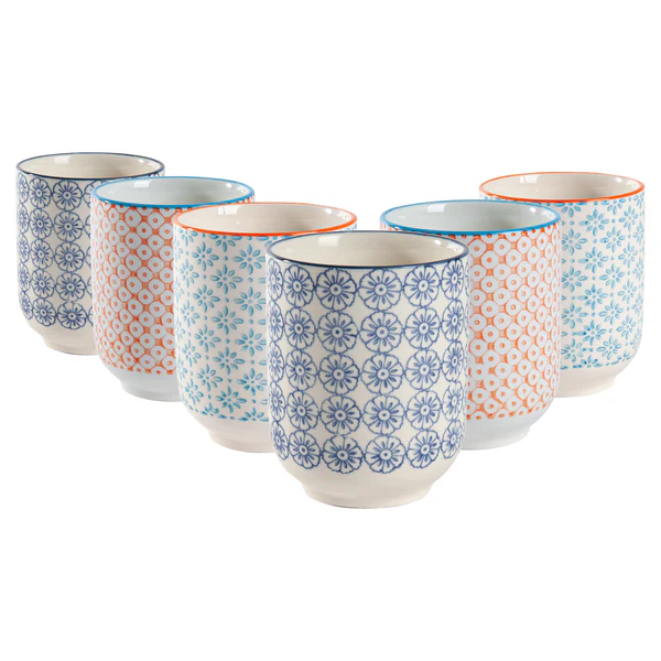 Nicola Spring 280ml Hand Printed China Tumblers | Pack of Six | By Nicola Spring