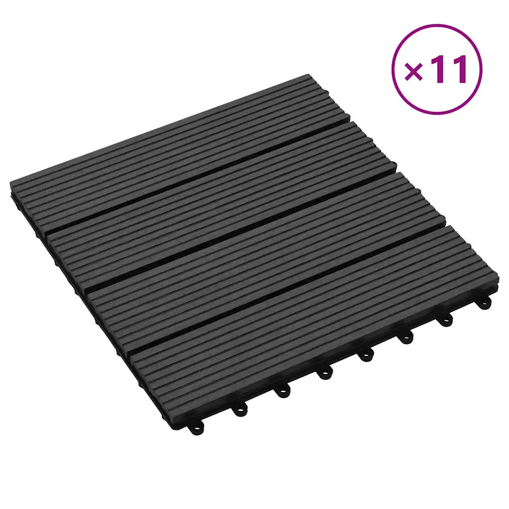 VidaXL 11 pcs Decking Tiles WPC 30x30 cm 1 sqm Black