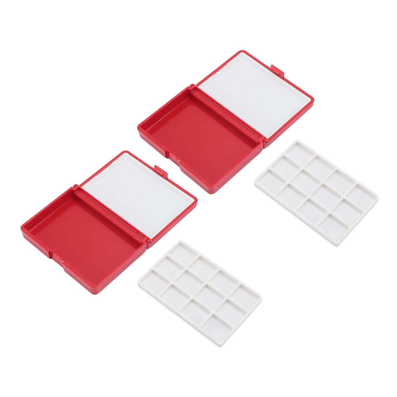 ZEBLAZE 2Pcs Portable Watercolor Box Detachable Easy to Clean Compact Mini Watercolor Palette Box for Flat 24 red