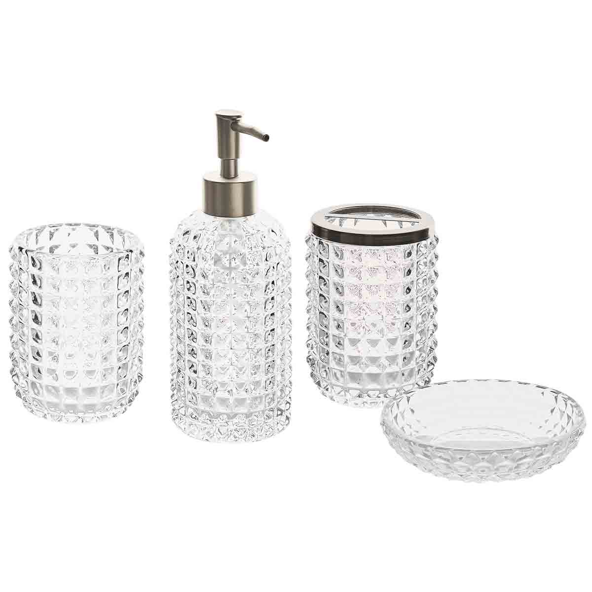 Beliani 4-Piece Bathroom Accessories Set TAPIA Glass Transparent