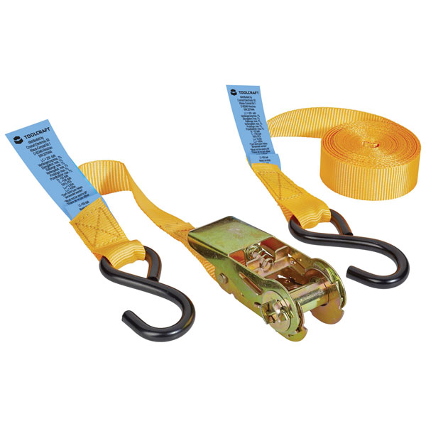 TOOLCRAFT 2270444 Double Strap Ratchet 250 daN 5m x 25mm Secure Attach