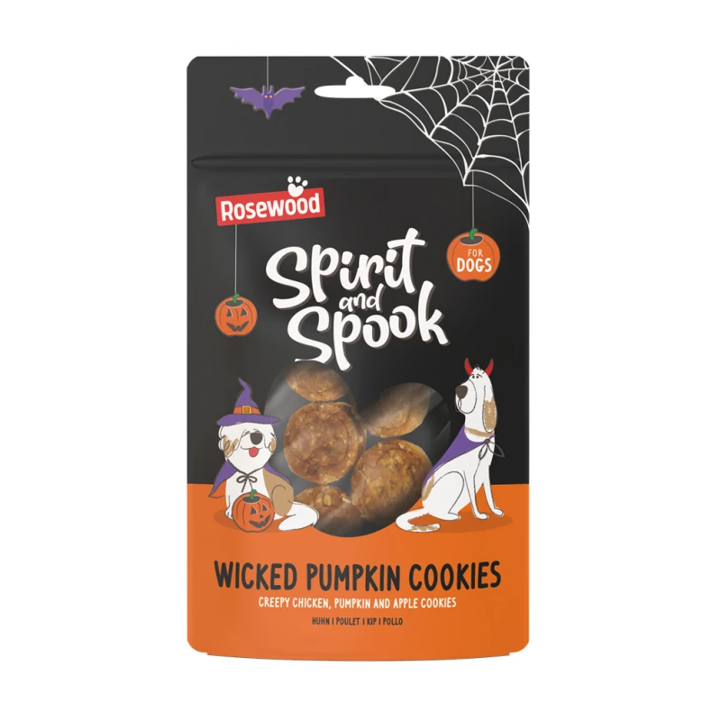 Rosewood 1 x 100 gr Snack para Perros Halloween con Pollo Calabaza y Manzana Malvadas Galletas Calabaza Rosewood