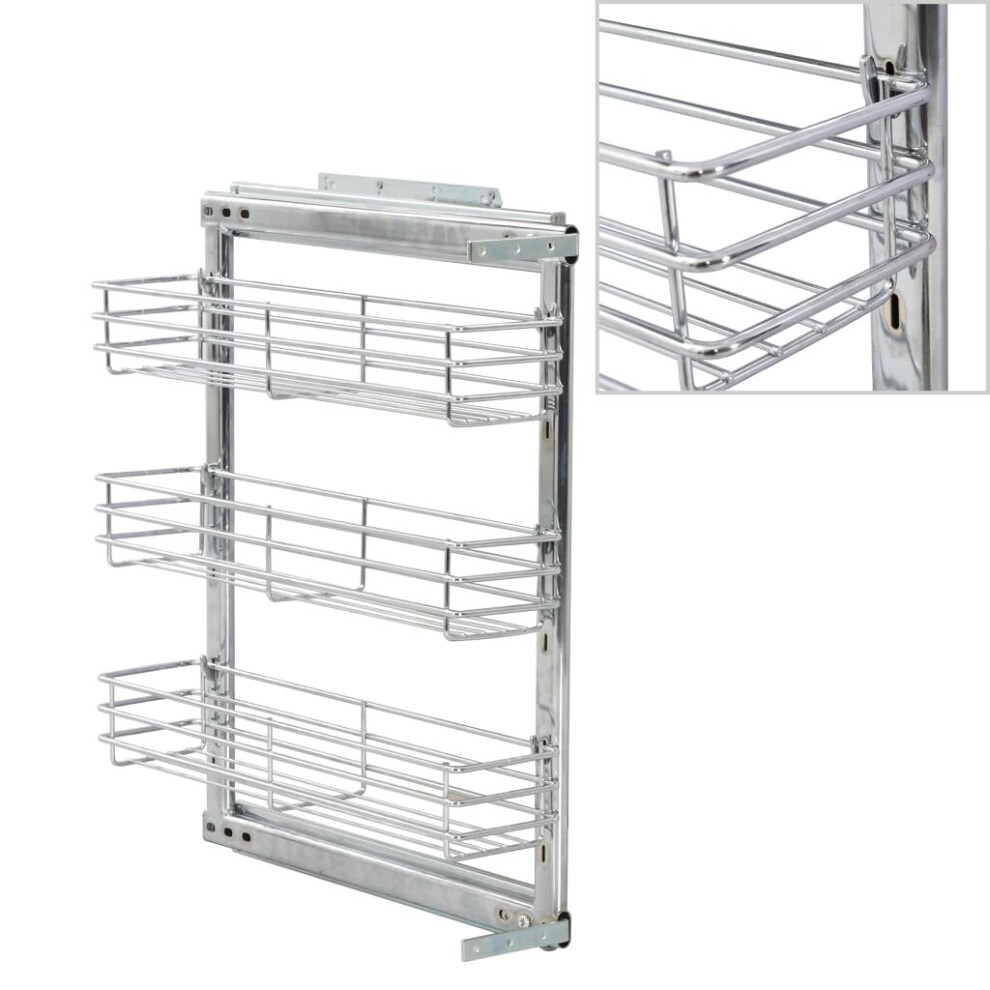 VidaXL 3-Tier Pull-out Kitchen Wire Basket Silver 47x11x56 cm