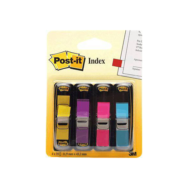 3M 3M Post-It Index 43x12mm Pack of 4, Assorted | Desk Accessories > Post It Notes > Post It Notes
