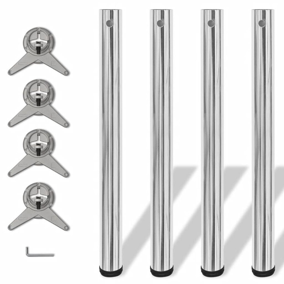 VidaXL 4 Height Adjustable Table Legs Chrome 710 mm