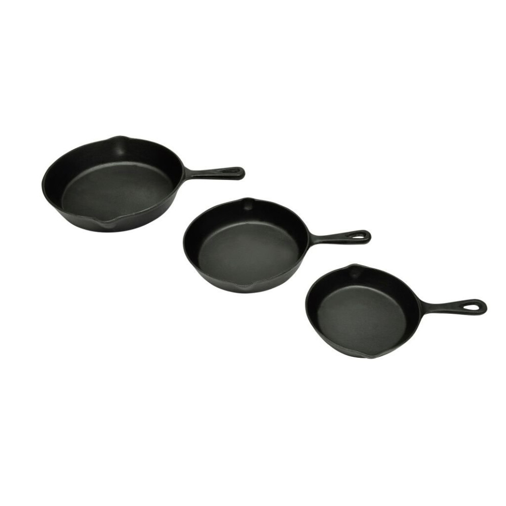 VidaXL Set of 3 BBQ Steak Pans Cast Iron