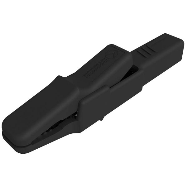 SKS Hirschmann Hirschmann Test & Measurement Black Grabber Clip, 4A, 1kV, 3mm Tip, 4mm Socket, PBT Insulation