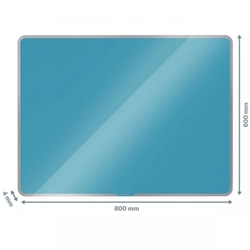 Leitz Cosy Magnetic Glass Coloured Whiteboard (80 x 60 cm) - Calm Blue