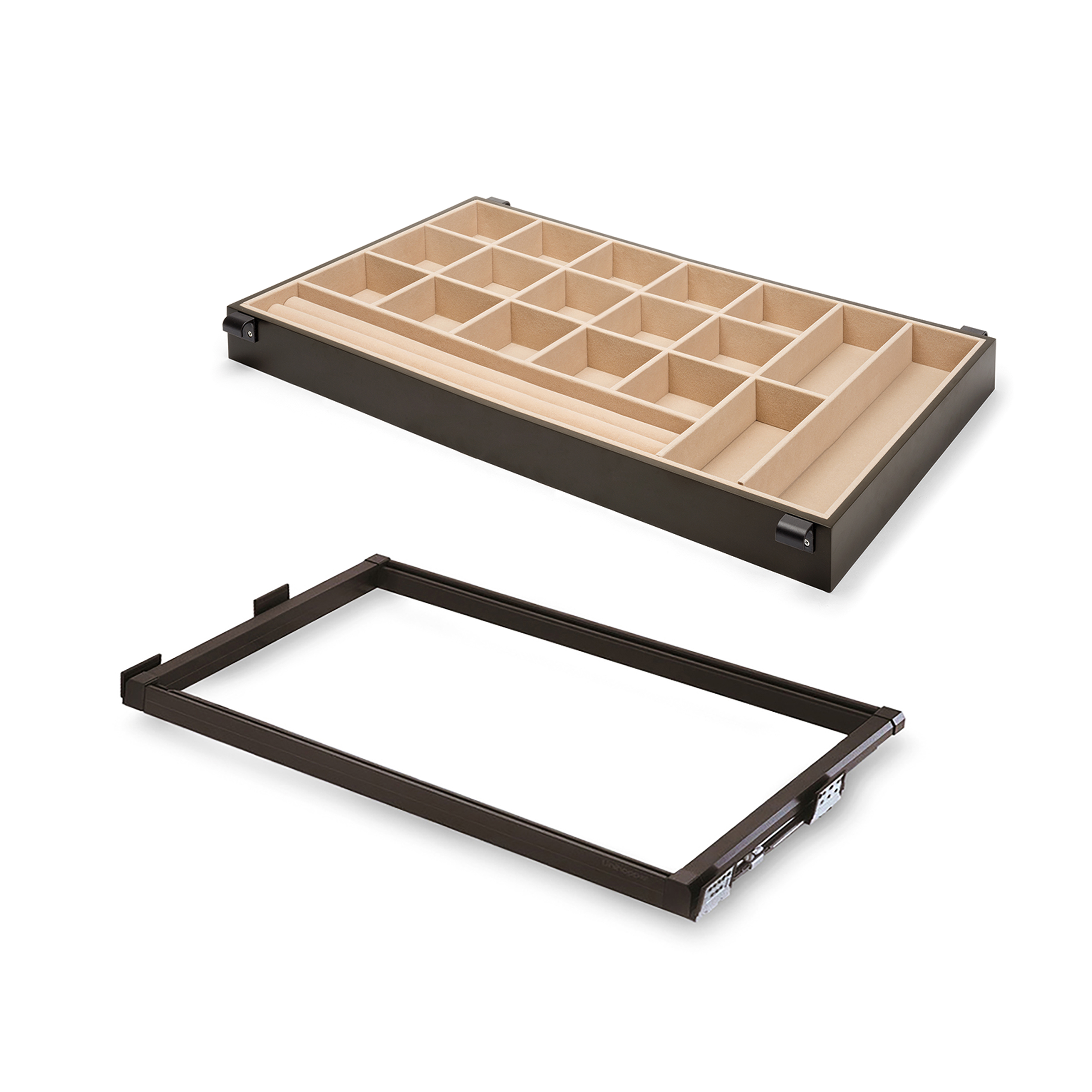 EMUCA Kit di guide e cassetto organizzatore Moka per modulo 900 mm in finitura verniciata moka