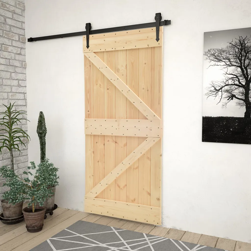 VidaXL Sliding Door with Hardware Set 90x210 cm Solid Pine Wood