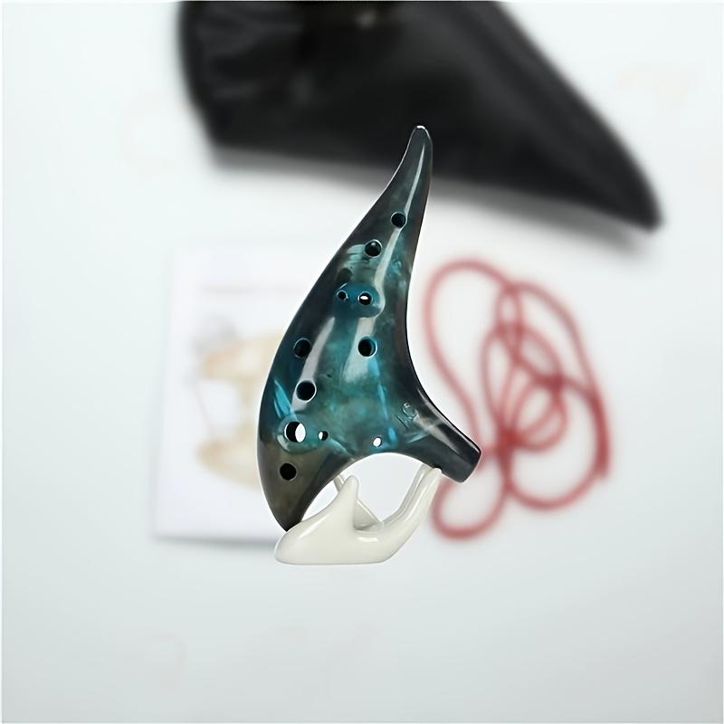 LChome 12-Hole Ceramic Ocarina Flute in Alto C - Reddish-Brown Glossy Finish with Musical Notes, Star-Shaped Mouthpiece, Perfect for Festive Occasions