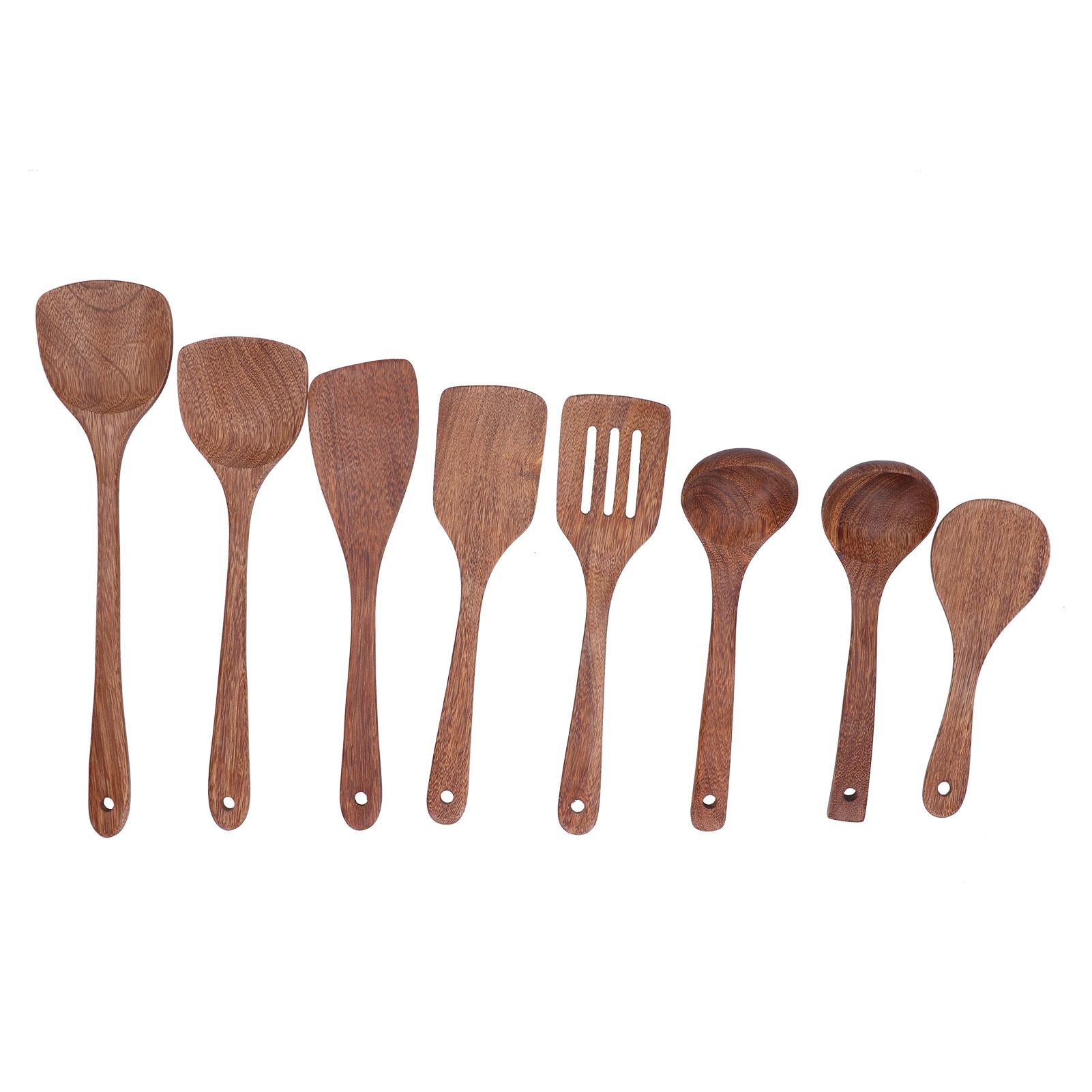 Konnwei 8Pcs Kitchen Tools Set Wooden Spatula Shovel Spoons Mixing Stirring Serving Utensils
